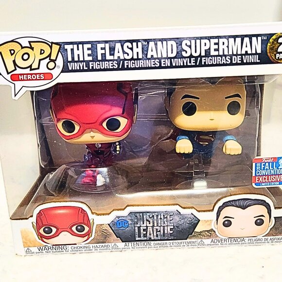 Funko Pop Superman & The Flash Vinyl Figures – 2 Pack (2018 Fall Convention) - Picture 1 of 9